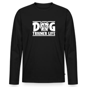 Hundetrainer Hundetrainer - Männer Premium Bio Langarmshirt - Schwarz - Vorne - Nico (187cm)