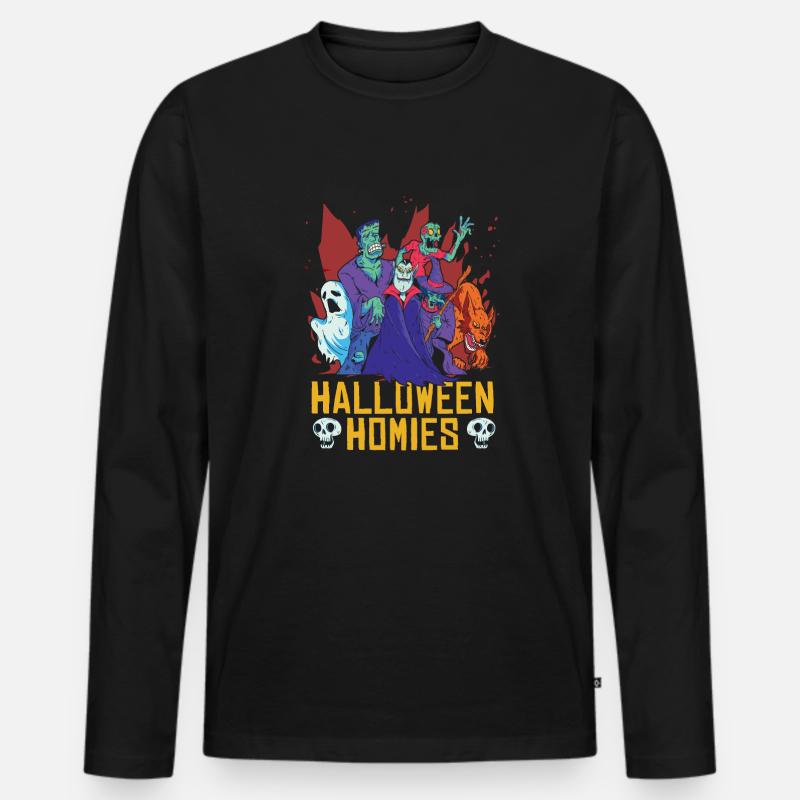 Halloween Vampir - Männer Premium Bio Langarmshirt - Schwarz