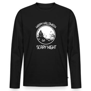 Halloween Unheimliche Nacht - Männer Premium Bio Langarmshirt - Schwarz - Vorne - Nico (187cm)