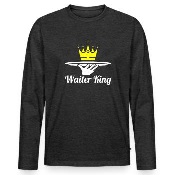 Waiter Waitress King - Men's Premium Organic Long Sleeve Shirt - heather anthracite - Front - Nico (187cm)