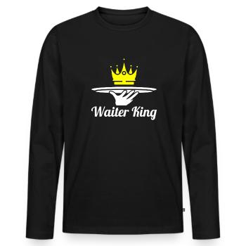 Serveur Serveuse King - T-shirt manches longues Premium bio Homme - noir - Devant - Nico (187cm)