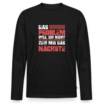 Schwarzer Humor Ironie - Männer Premium Bio Langarmshirt - Schwarz - Vorne - Nico (187cm)