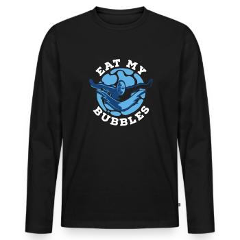 Schwimmen Schwimmer Iss Meine Blasen - Männer Premium Bio Langarmshirt - Schwarz - Vorne - Nico (187cm)
