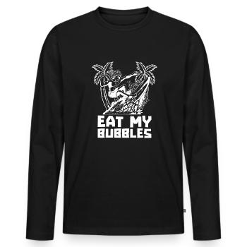 Surfer Surfen Iss Meine Blasen - Männer Premium Bio Langarmshirt - Schwarz - Vorne - Nico (187cm)