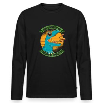 Dinosaurier Erwachsener Dinosaurier - Männer Premium Bio Langarmshirt - Schwarz - Vorne - Nico (187cm)