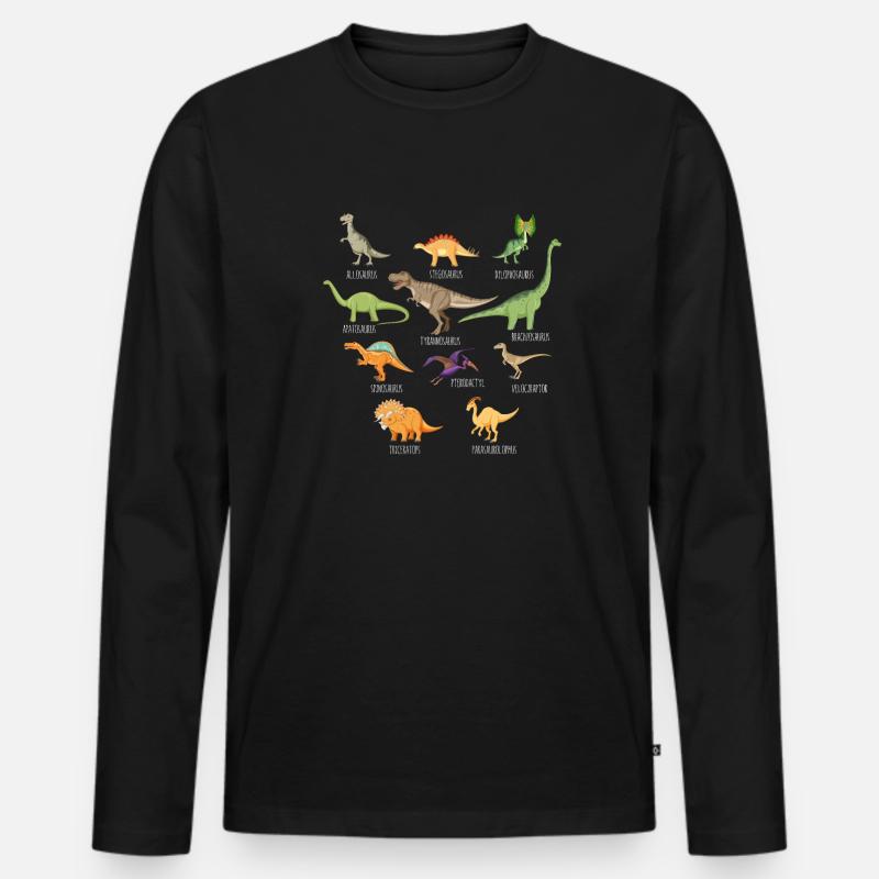 Dinosaurier Erwachsener Dinosaurier - Männer Premium Bio Langarmshirt - Schwarz