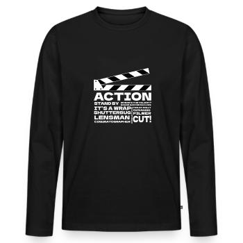 Kameramann Klappe Kamermann - Männer Premium Bio Langarmshirt - Schwarz - Vorne - Nico (187cm)