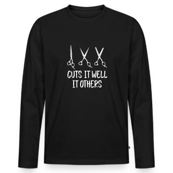 Coiffeur Coiffeur Coiffeur - T-shirt manches longues Premium bio Homme - noir - Devant - Nico (187cm)