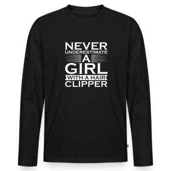 Coiffeur Coiffeur Coiffeur - T-shirt manches longues Premium bio Homme - noir - Devant - Nico (187cm)