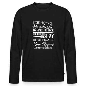 Coiffeur Coiffeur Coiffeur - T-shirt manches longues Premium bio Homme - noir - Devant - Nico (187cm)