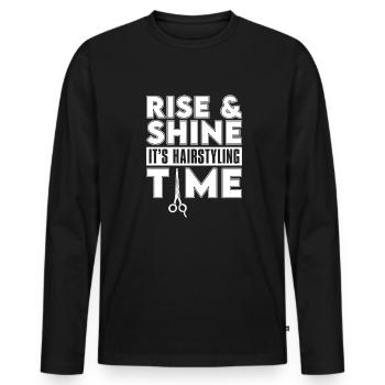 Coiffeur Coiffeur Coiffeur - T-shirt manches longues Premium bio Homme - noir - Devant - Nico (187cm)