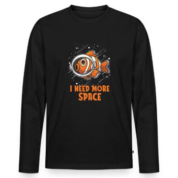 Clownfisch Astronaut I Need More Space - Männer Premium Bio Langarmshirt - Schwarz - Vorne - Nico (187cm)