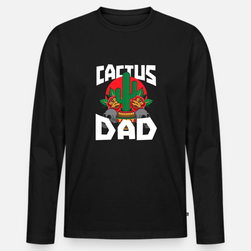 Kaktus Garten - Männer Premium Bio Langarmshirt - Schwarz