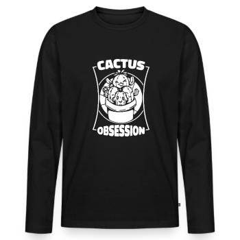 Cactus Jardin Cactus - T-shirt manches longues Premium bio Homme - noir - Devant - Nico (187cm)