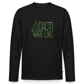 Cactus Jardin Cactus - T-shirt manches longues Premium bio Homme - noir - Devant - Nico (187cm)