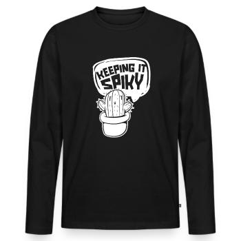 Cactus Jardin Cactus - T-shirt manches longues Premium bio Homme - noir - Devant - Nico (187cm)