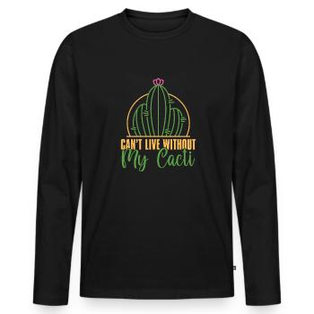 Cactus Jardin Cactus - T-shirt manches longues Premium bio Homme - noir - Devant - Nico (187cm)