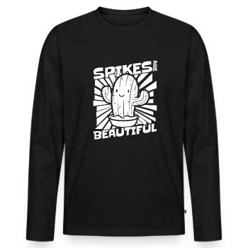 Cactus Jardin Cactus - T-shirt manches longues Premium bio Homme - noir - Devant - Nico (187cm)