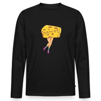 Cheese Cheese Legs - Men's Premium Organic Long Sleeve Shirt - black - Front - Nico (187cm)