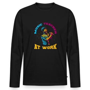 Professeur de musique Professeur de musique Professeur de musique - T-shirt manches longues Premium bio Homme - noir - Devant - Nico (187cm)