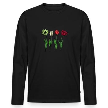 Tulips Tulips - Men's Premium Organic Long Sleeve Shirt - black - Front - Nico (187cm)