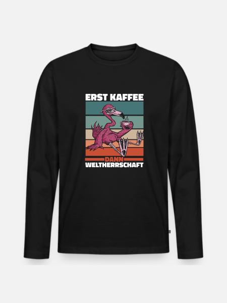Flamingo Kaffee Sonnenbrille - Männer Premium Bio Langarmshirt - Schwarz