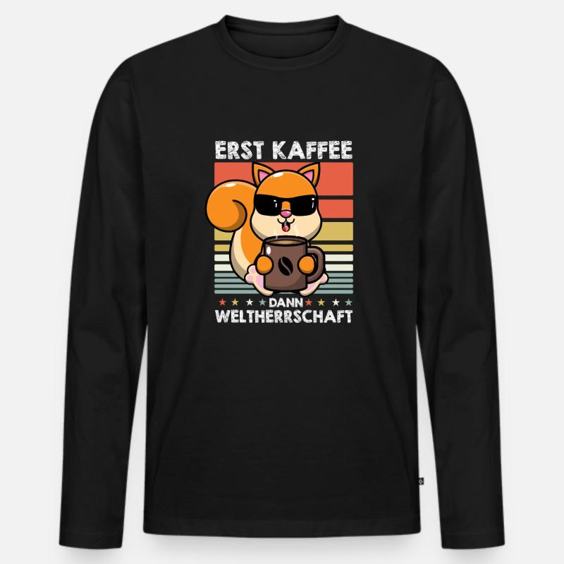 Eichhörnchen Kaffee-Sonnenbrille - Männer Premium Bio Langarmshirt - Schwarz