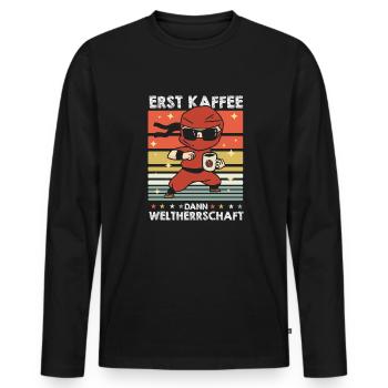 Ninja Sonnenbrille Kaffee - Männer Premium Bio Langarmshirt - Schwarz - Vorne - Nico (187cm)