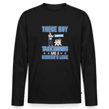 Taekwondo Mama - Männer Premium Bio Langarmshirt - Schwarz - Vorne - Nico (187cm)
