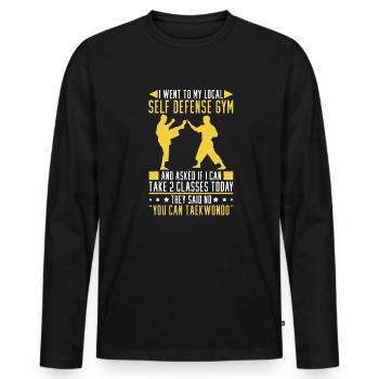 Taekwondo Lustig - Männer Premium Bio Langarmshirt - Schwarz - Vorne - Nico (187cm)
