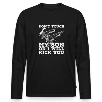 Taekwondo Mama Drôle - T-shirt manches longues Premium bio Homme - noir - Devant - Nico (187cm)