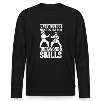 Taekwondo Taekwondo-Mama - Männer Premium Bio Langarmshirt - Schwarz - Vorne - Nico (187cm)
