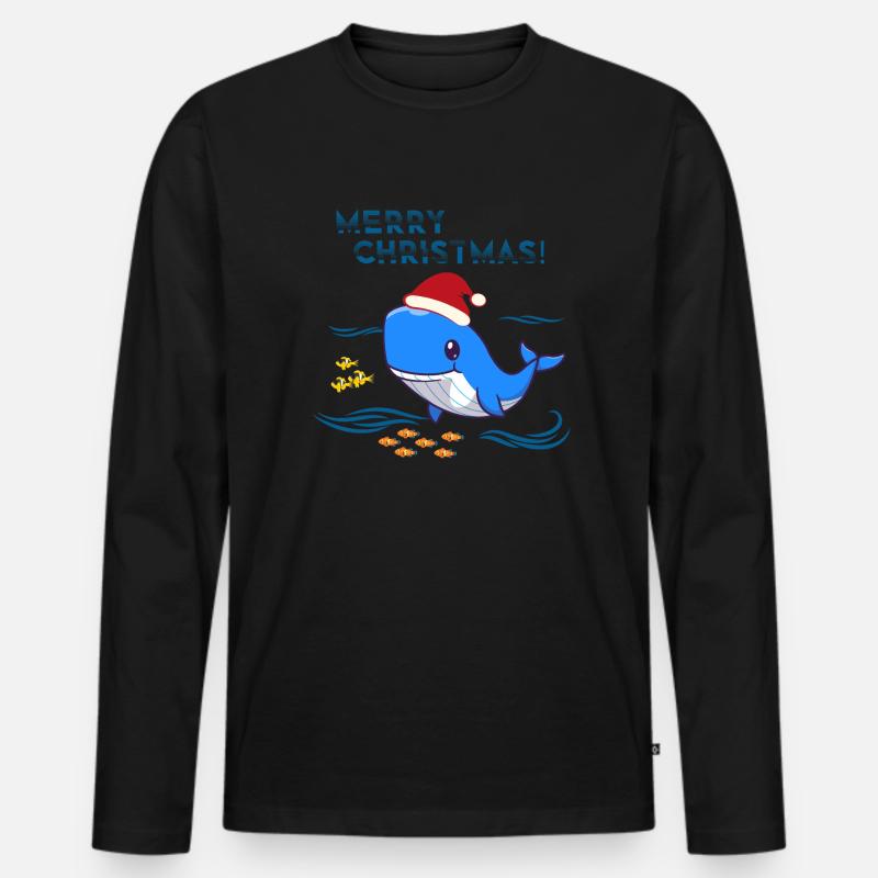 Weihnachten Wal Weihnachtsgeschenk - Männer Premium Bio Langarmshirt - Schwarz