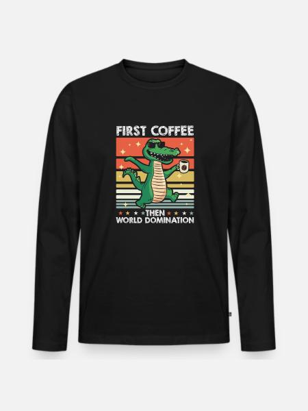 Crocodile Alligator Coffee Sunglasses - Men's Premium Organic Long Sleeve Shirt - black
