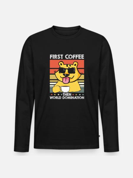 Jaguar Kaffee Sonnenbrille - Männer Premium Bio Langarmshirt - Schwarz
