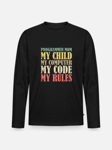 Entwickler Coder Programmierer Mama - Männer Premium Bio Langarmshirt - Schwarz