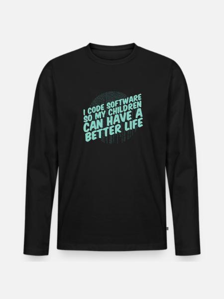 Entwickler Coder Programmierer Elternteil - Männer Premium Bio Langarmshirt - Schwarz