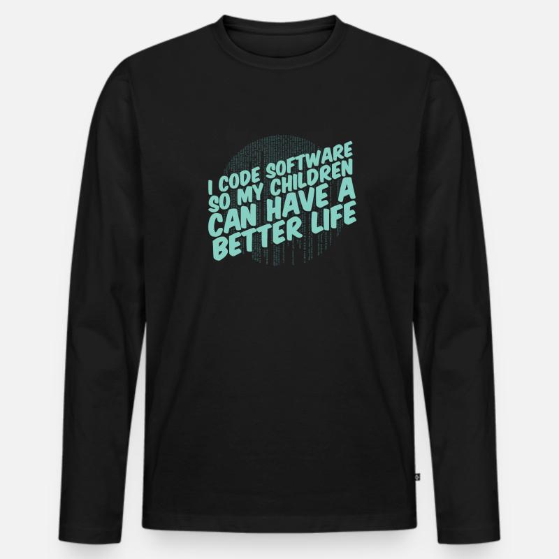 Developer Coder Programmer Parent - Men's Premium Organic Long Sleeve Shirt - black