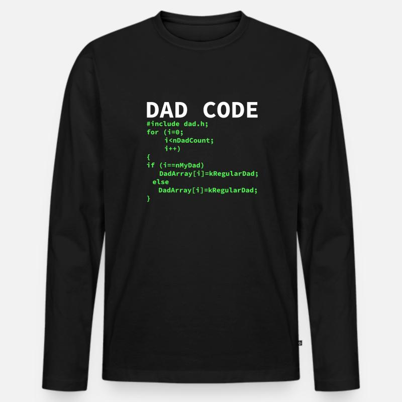 Développeur Coder Programmeur Papa - T-shirt manches longues Premium bio Homme - noir