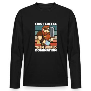 Viking Coffee Sword - Men's Premium Organic Long Sleeve Shirt - black - Front - Nico (187cm)