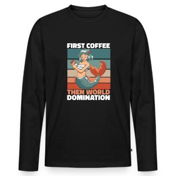 Mermaid Mermaid Coffee - Men's Premium Organic Long Sleeve Shirt - black - Front - Nico (187cm)