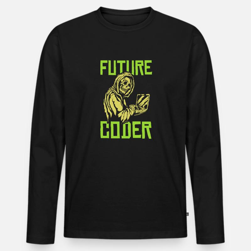 Developer Coder Programmer Skull - Men's Premium Organic Long Sleeve Shirt - black