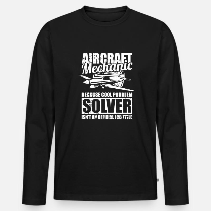 Flugzeug Mechaniker Witzig - Männer Premium Bio Langarmshirt - Schwarz