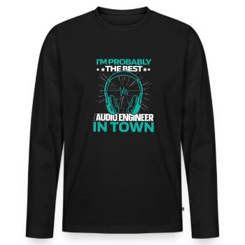 Ingénieur du son Ingénieur du son Casque - T-shirt manches longues Premium bio Homme - noir - Devant - Nico (187cm)