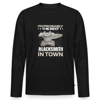 Schmied Metallbauer Amboss - Männer Premium Bio Langarmshirt - Schwarz - Vorne - Nico (187cm)