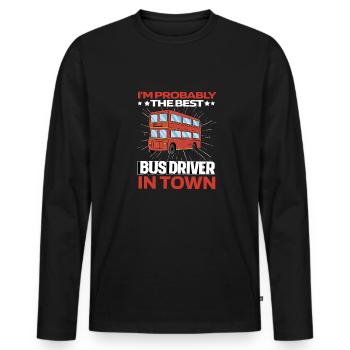 Bus Bus Driver - Men's Premium Organic Long Sleeve Shirt - black - Front - Nico (187cm)