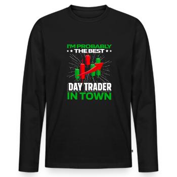 Day Trading Day Trader - T-shirt manches longues Premium bio Homme - noir - Devant - Nico (187cm)