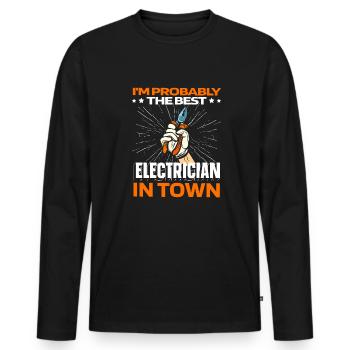 Electrician Electronics technician pliers - Men's Premium Organic Long Sleeve Shirt - black - Front - Nico (187cm)