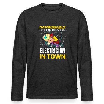 Elektriker Elektroniker Elektrizität - Männer Premium Bio Langarmshirt - Anthrazit meliert - Vorne - Nico (187cm)