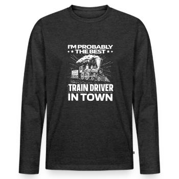 Train driver Lustig - Men's Premium Organic Long Sleeve Shirt - heather anthracite - Front - Nico (187cm)